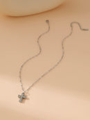 18K Gold & Silver Cross Necklace – Modern Stainless Steel Design