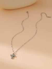18K Gold & Silver Cross Necklace – Modern Stainless Steel Design