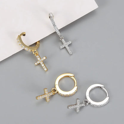 Cross Zircon Pendant Earrings