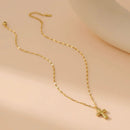 18K Gold & Silver Cross Necklace – Modern Stainless Steel Design