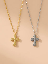 18K Gold & Silver Cross Necklace – Modern Stainless Steel Design