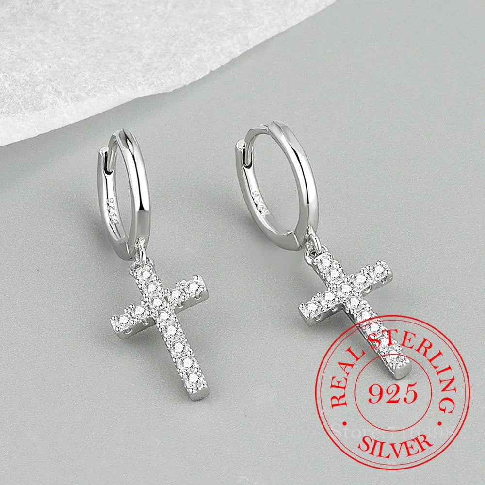 Sterling Silver Crystal Hoop Earrings