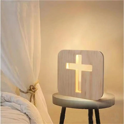 Wooden Christianity Crucifix Crafts - 3D LED Cross Night Light