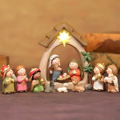 Hand Painted Baby Jeus Nativity Figures Statue Set