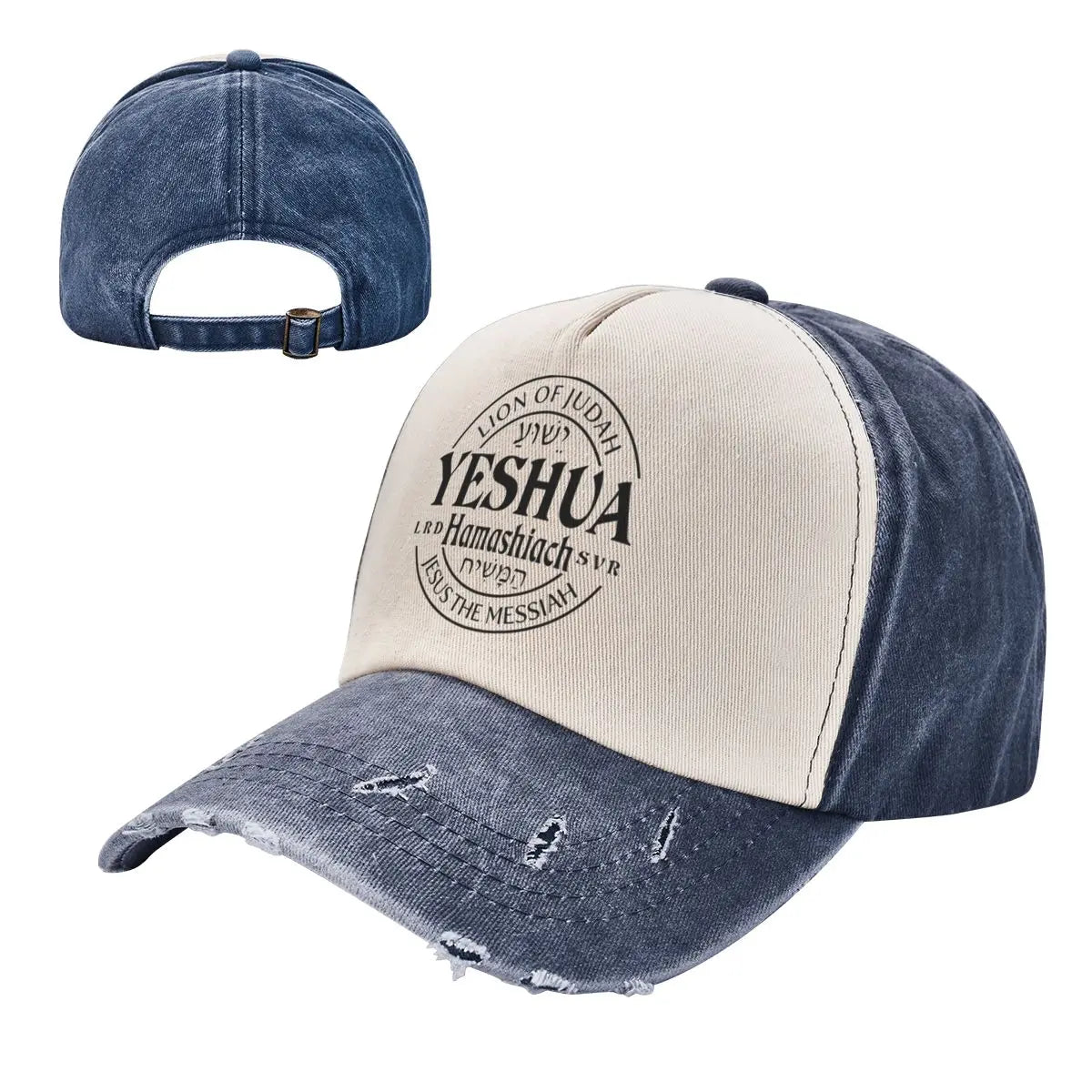 Distressed Denim Washed Jesus Messiah Baseball Cap