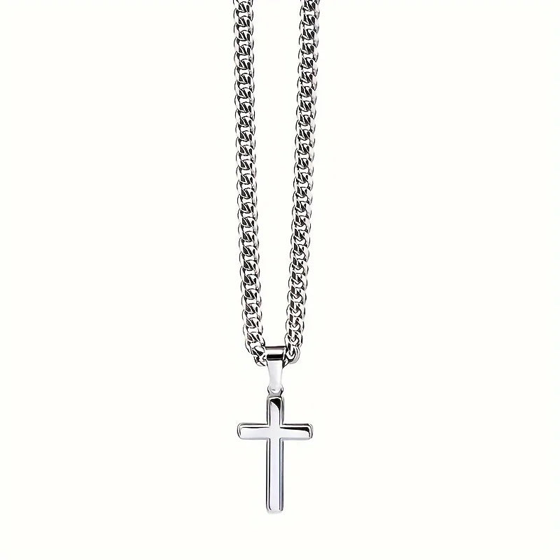 For my son cross chain necklace, stainless steel chain, birthday gift for son, with card and gift box packaging