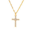 18K Gold Plated Cross Necklace – White Zirconia Stainless Steel Pendant