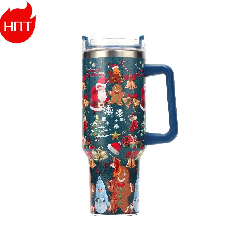 Christmas Colorful 40oz Tumbler with Handle