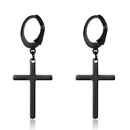 Goth Style Zircon Crystal Cross Drop Dangle Earring