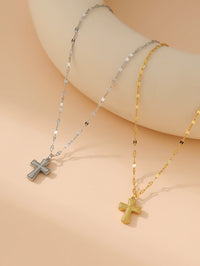 18K Gold & Silver Cross Necklace – Modern Stainless Steel Design