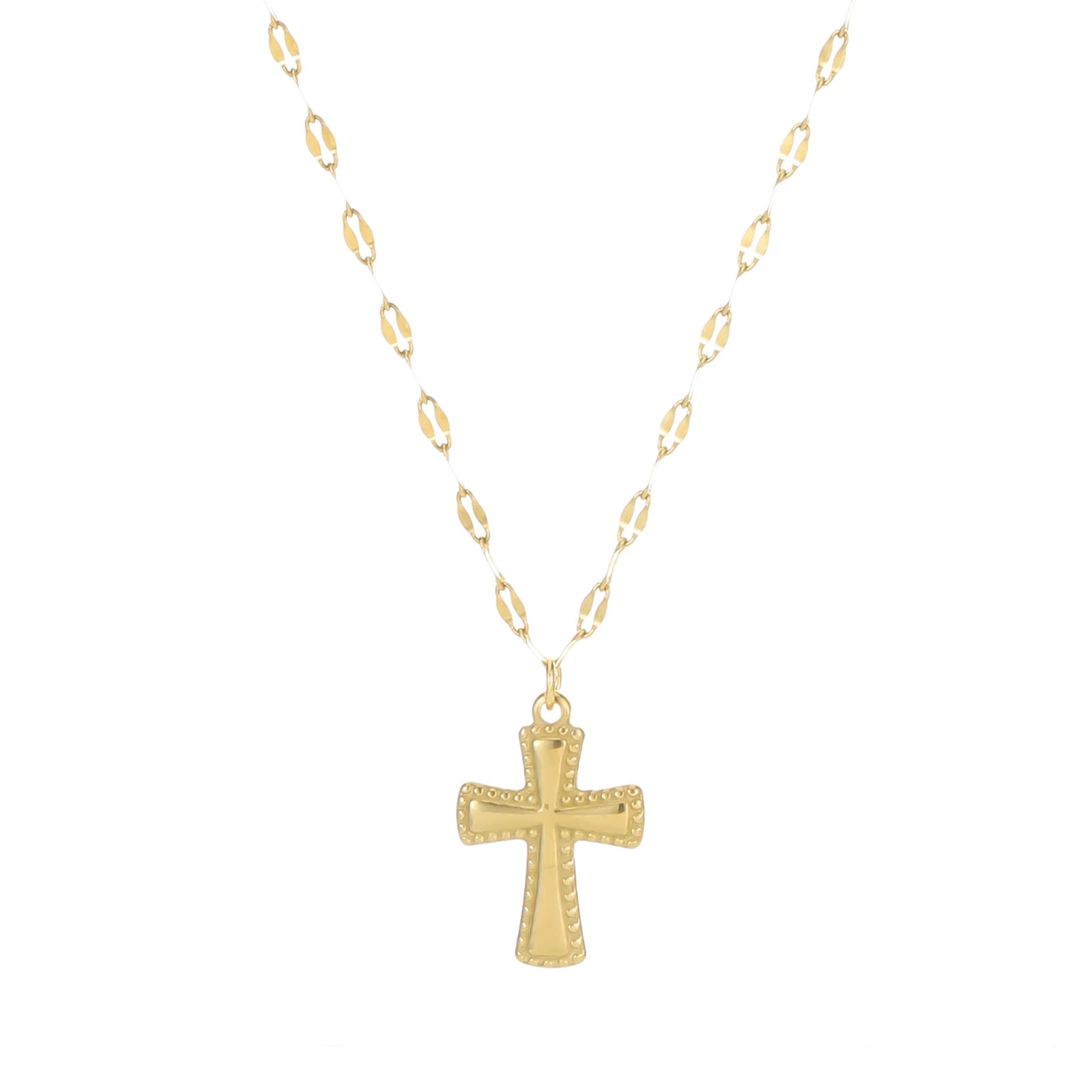 18K Gold & Silver Cross Necklace – Modern Stainless Steel Design