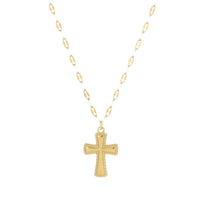 18K Gold & Silver Cross Necklace – Modern Stainless Steel Design