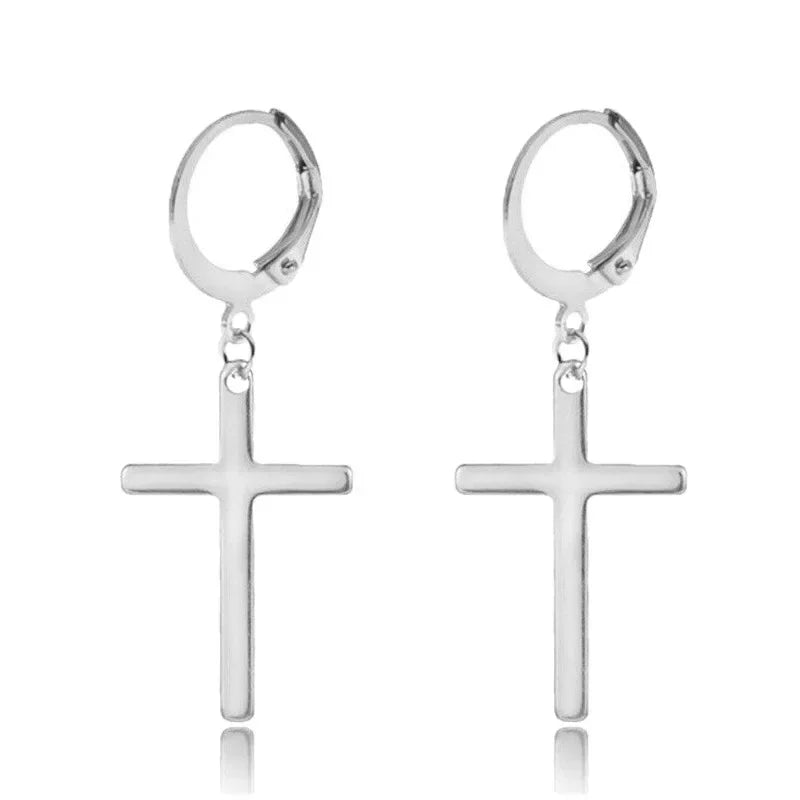 Goth Style Zircon Crystal Cross Drop Dangle Earring