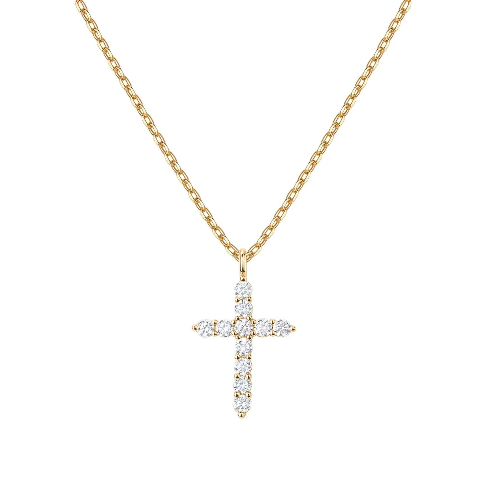 14K Gold Zirconia Cross Necklace for Women – Elegant Faith Jewelry