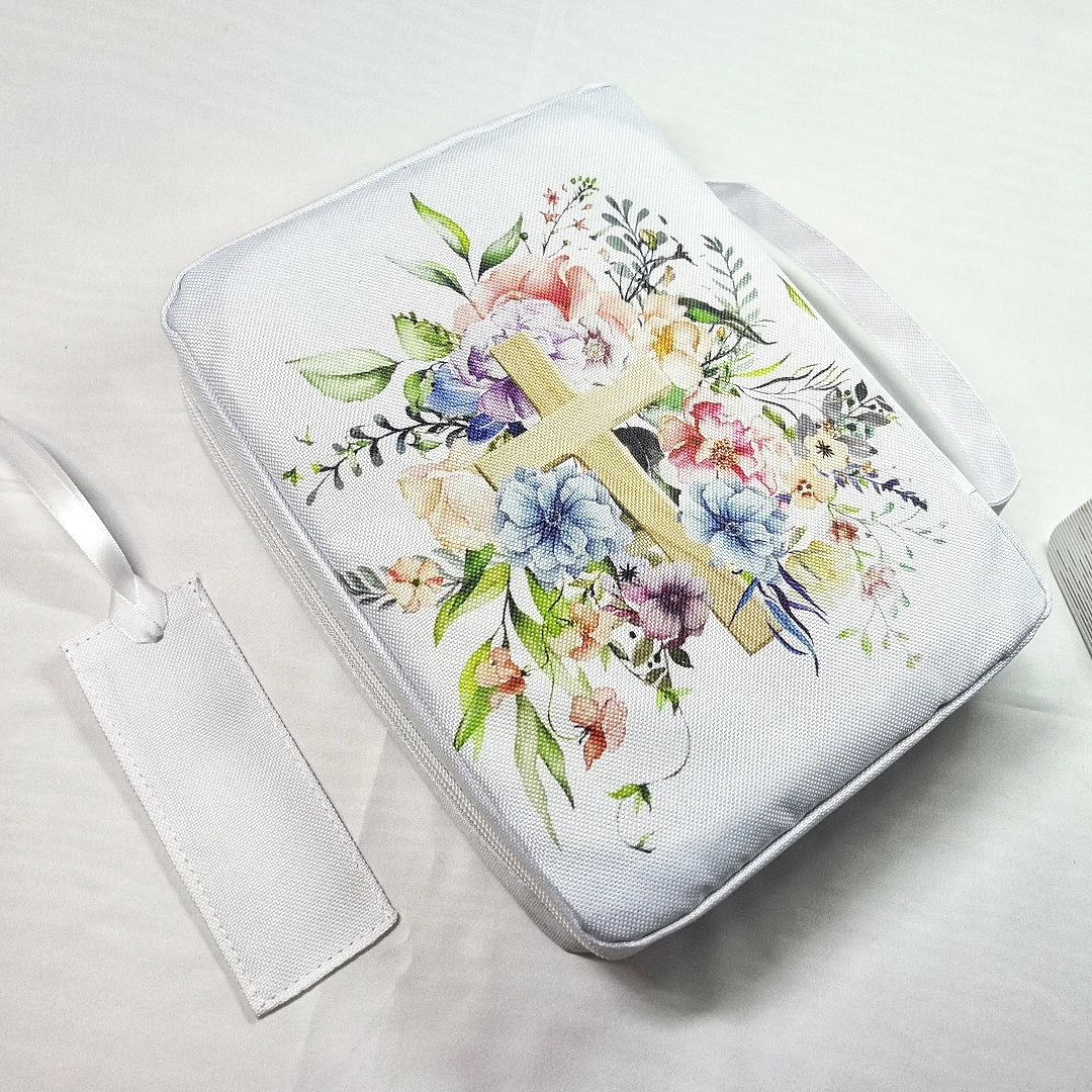 Floral Bible Cover With Handle & Pocket