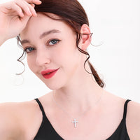 925 Sterling Sliver Chain Plated 18k White Gold  Full Moissanite Cross Pendant Necklace