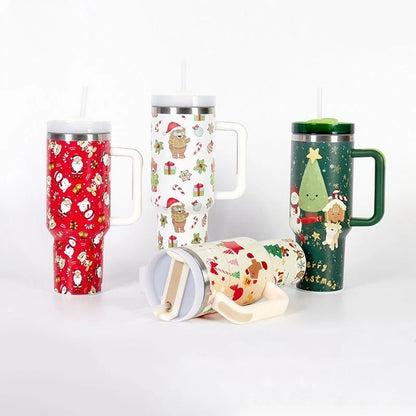 Christmas Colorful 40oz Tumbler with Handle