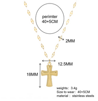 18K Gold & Silver Cross Necklace – Modern Stainless Steel Design