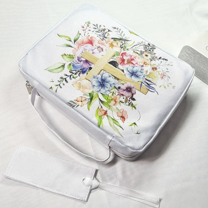 Floral Bible Cover With Handle & Pocket