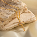 18K Gold Plated Cross Necklace – White Zirconia Stainless Steel Pendant